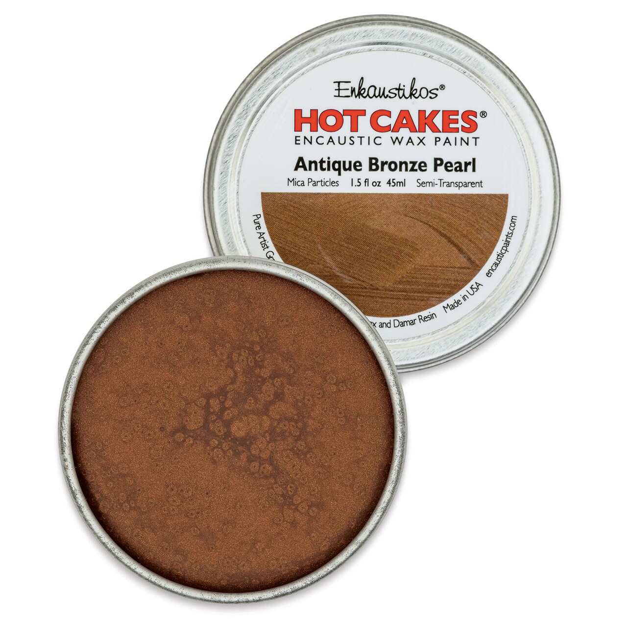 Enkaustikos Hot Cakes Encaustic Paint - Antique Bronze Pearl, 45 ml tin